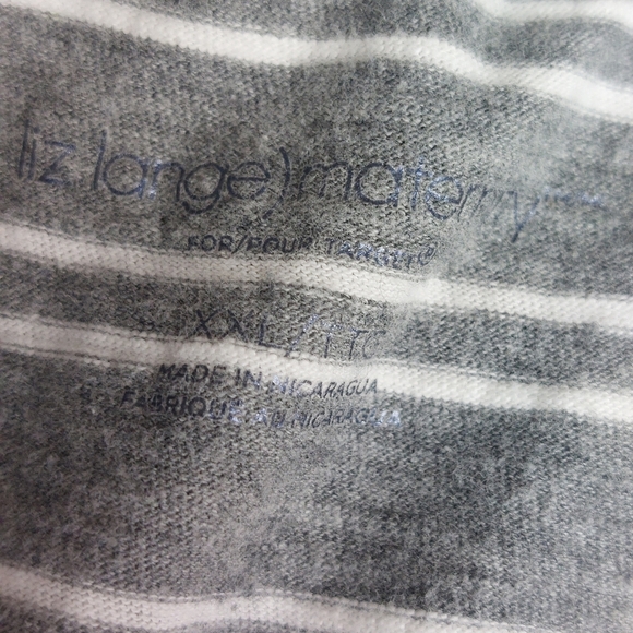LIZ LANGE MATERNITY WOMENS GRAY WHITE STRIPED BASIC SCOOP NECK TSHIRT SIZE XXL - Picture 6 of 6